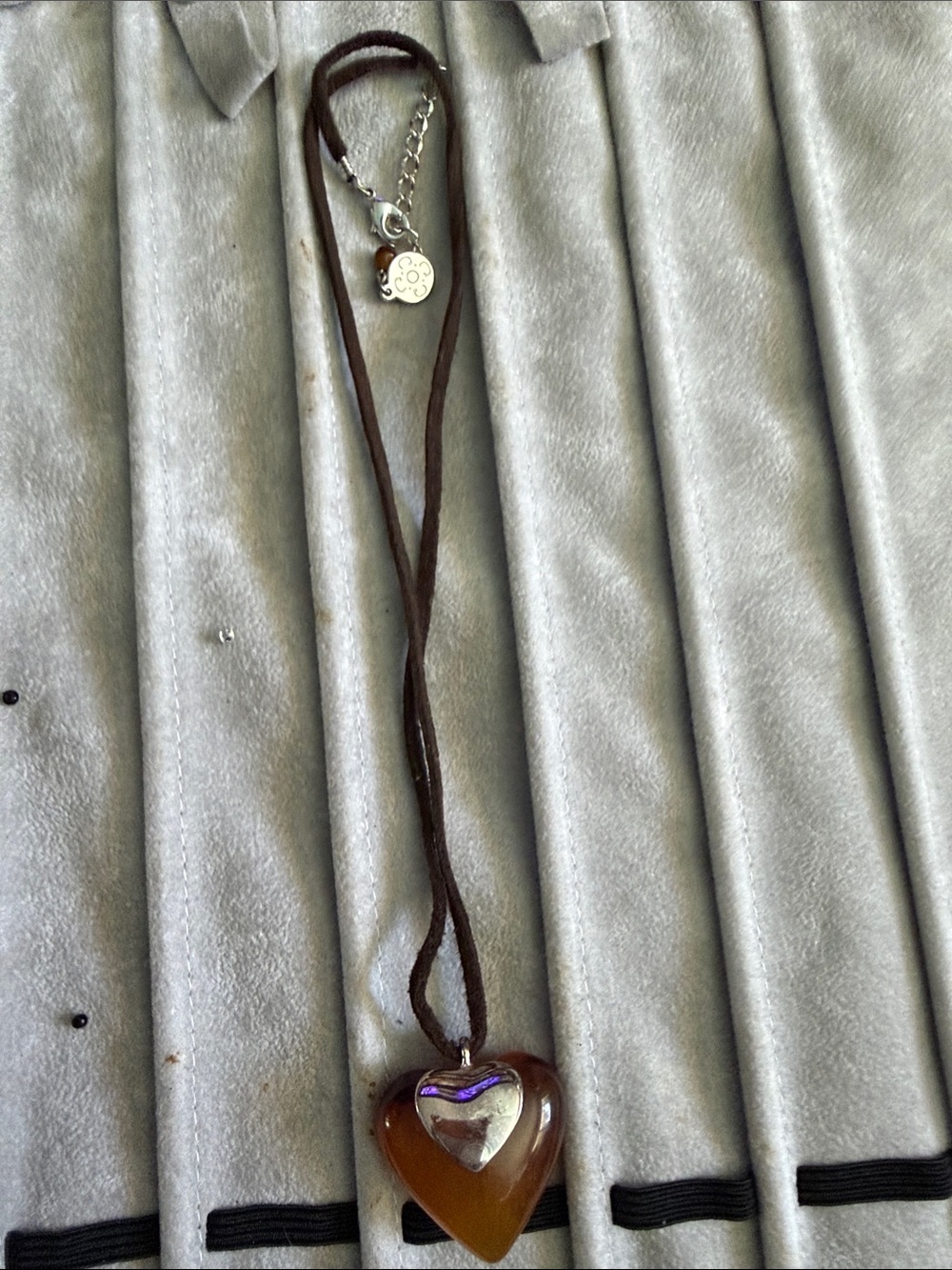 liz & co. Brown Heart Pendant Necklace with Silver Accent